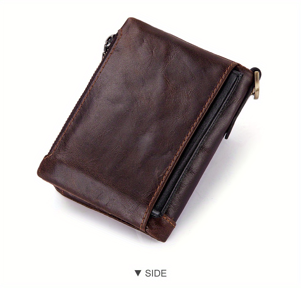 100% Genuine Leather RFID Men Cowhide Wallets Coin Purse Small Mini Card Holder Chain PORTFOLIO Portomonee Male Wallet Pocket