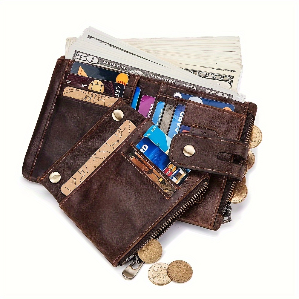 100% Genuine Leather RFID Men Cowhide Wallets Coin Purse Small Mini Card Holder Chain PORTFOLIO Portomonee Male Wallet Pocket